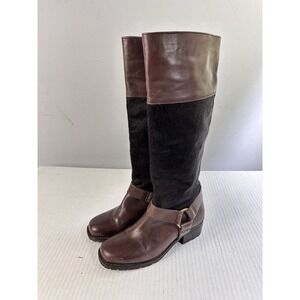 Lucky Brand Abeni2 Pony‎ Hair Tall Riding Boots Tobacco Brown Leather 6 Pull On